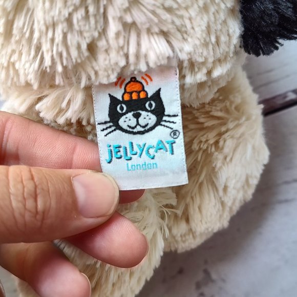 Jellycat London Bashful Black and Cream White Puppy Dog Medium 12" Super Soft - Picture 4 of 5